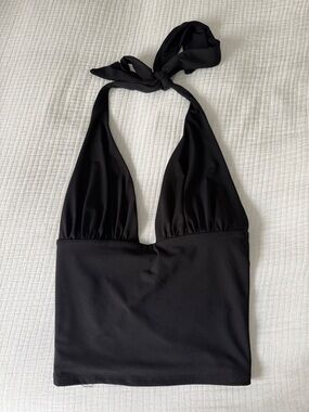 Garage Black Tank Top with White Tag Detail